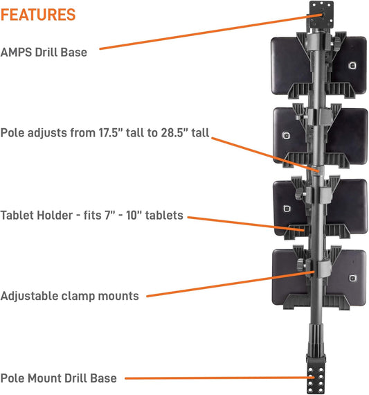 iBOLT TabDock Point of Purchase Wall Mount - with 4 Tablet Holders Perfect for Multiple delivery Applications (DoorDash, Uber eats, Postmates, etc.) Fits 7 to 10 inch Tablets