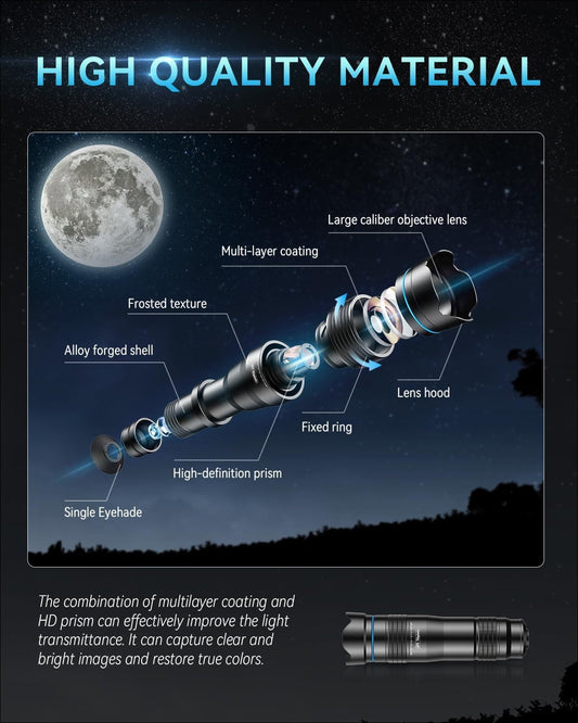 High Power 28X HD Telephoto Lens with Phone Tripod for iPhone Samsung Pixel One Plus Huawei