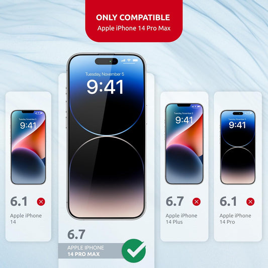 Screen Protector for iPhone 14 Pro Max – Tempered Glass Screen Protector for iPhone 14 Pro Max Kit with Applicator - Full Edge-to-Edge Protection, 9H Hardness, Oleophobic Coating - Black