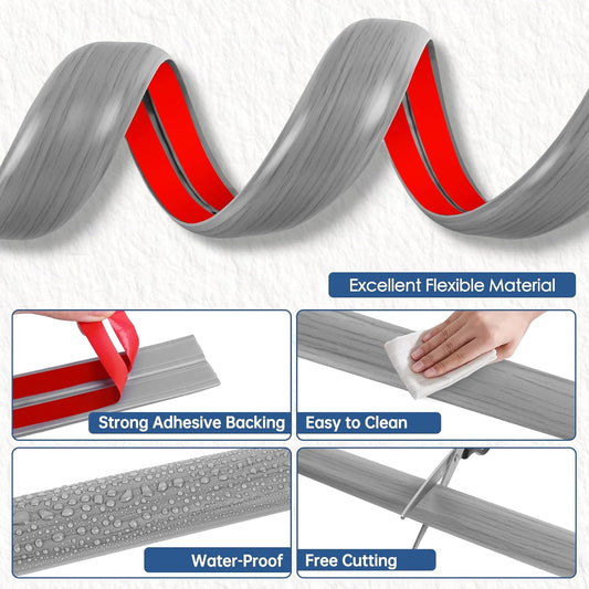 Floor Cord Cover for Wires on Floor Self Adhesive Cord Hider Floor Cable Management Wire Covers for Cords Protector Prevent Cable Trips Cord Cavity W 0.32" x H 0.32", Gray Wood, 10Ft