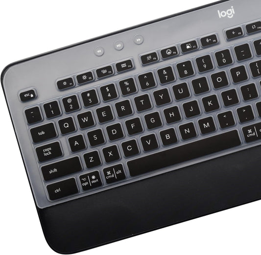 Keyboard Cover Skin for Logitech MK545 MK540 Wireless Keyboard, Logitech MK545 Keyboard Protector, Logitech MK540 Ultra Thin Desktop PC Silicone Clear Keyboard Skin Protector-Black