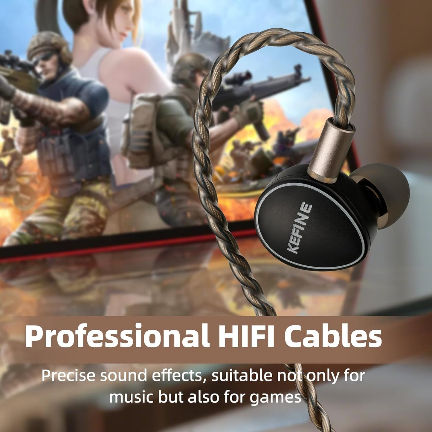 HiFiGo KEFINE Quatio in Ear Monitor, 2DD+2BA Hybrid IEMs with 3 Tuning Nozzles, in Ear Headphone with Detachable Cable for Musician Audiophile