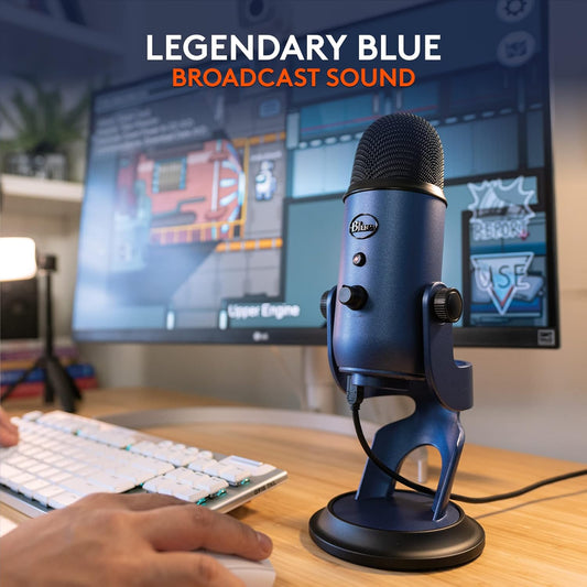 Logitech Creators Blue Yeti USB Microphone for Gaming, Streaming, Podcast, YouTube, Discord, PC, Studio Sound, Plug & Play-Midnight Blue