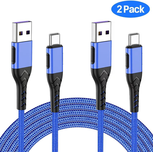 Durcord USB C Charger Cable, Upgarded 2Pack 10ft Fast Charging 10 Feet USB Type C Charging Cord Cable, 10 Foot Type C Charger Braided USB Cable Compatible with iPhone 15/Pro/Plust/Max-Blue
