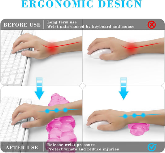 Gel Cloud Keyboard and Mouse Wrist Rest, Cute Wrist Support and Arm Support Keyboard Rest for Keyboard and Mouse Typing Pain Relief,Suitable for Office/Computer/Laptop/Gaming (Pink)