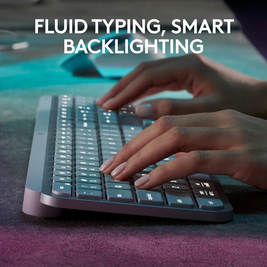 Logitech MX Master 3S Keys S Combo - Performance Wireless Keyboard and Mouse with Palm Rest, Customizable Illumination, Fast Scrolling, Bluetooth, USB C, for Windows, Linux, Chrome, Mac - Pale Grey