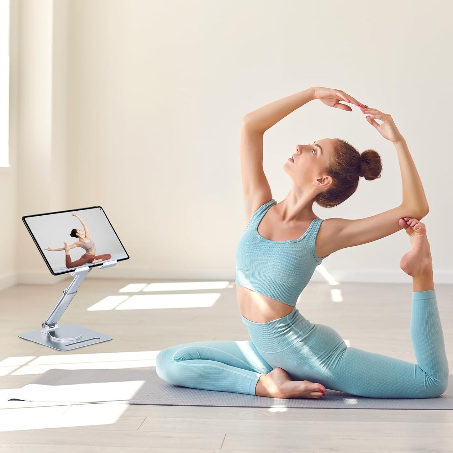 GuaziV 360° Adjustable Tablet Stand - Ergonomic Foldable Holder for iPad 10.2-12.9”, Kindle, Phones 4-13”, Anti-Slip Desktop Mount for Work, Cooking, Gaming & Reading