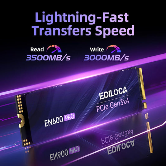 EN600 PRO SSD 2TB PCIe 3.0 Gen 3x4, NVMe M.2 2280, Up to 3500MB/s, Internal Solid State Drive, SLC Cache 3D NAND TLC, Graphene Cooling Sticker, Storage for PC, Desktop and Laptops