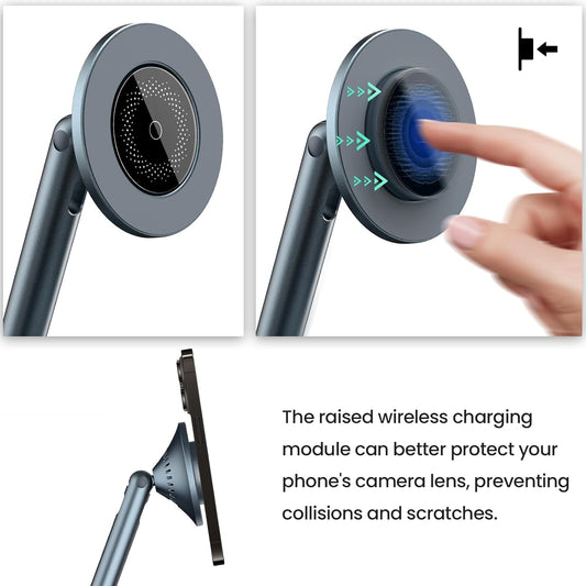 Nillkin Magnetic iPad Stand for Desk, MagSafe Wireless iPhone Charger Stand, 360° Rotating Base, Adjustable Aluminum Tablet Holder for Work, Office, Home, Kitchen Use