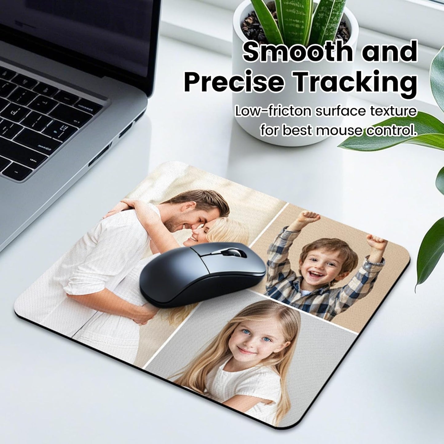 Custom Mouse Pad, Personalized Mouse Pad with Photo & Text, Neoprene Mouse Mat for Laptop Computer Office Desk, Mousepad Small with Anti-Slip Rubber Base
