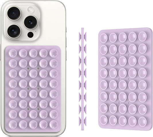 2PACK Silicone Double Sided Suction Phone Case Mount, Detachable Hands Free & Strong Grip Holder for Selfies & Videos, Compatible iPhone Android (Violet, 2Pack 40 Suction Cups)