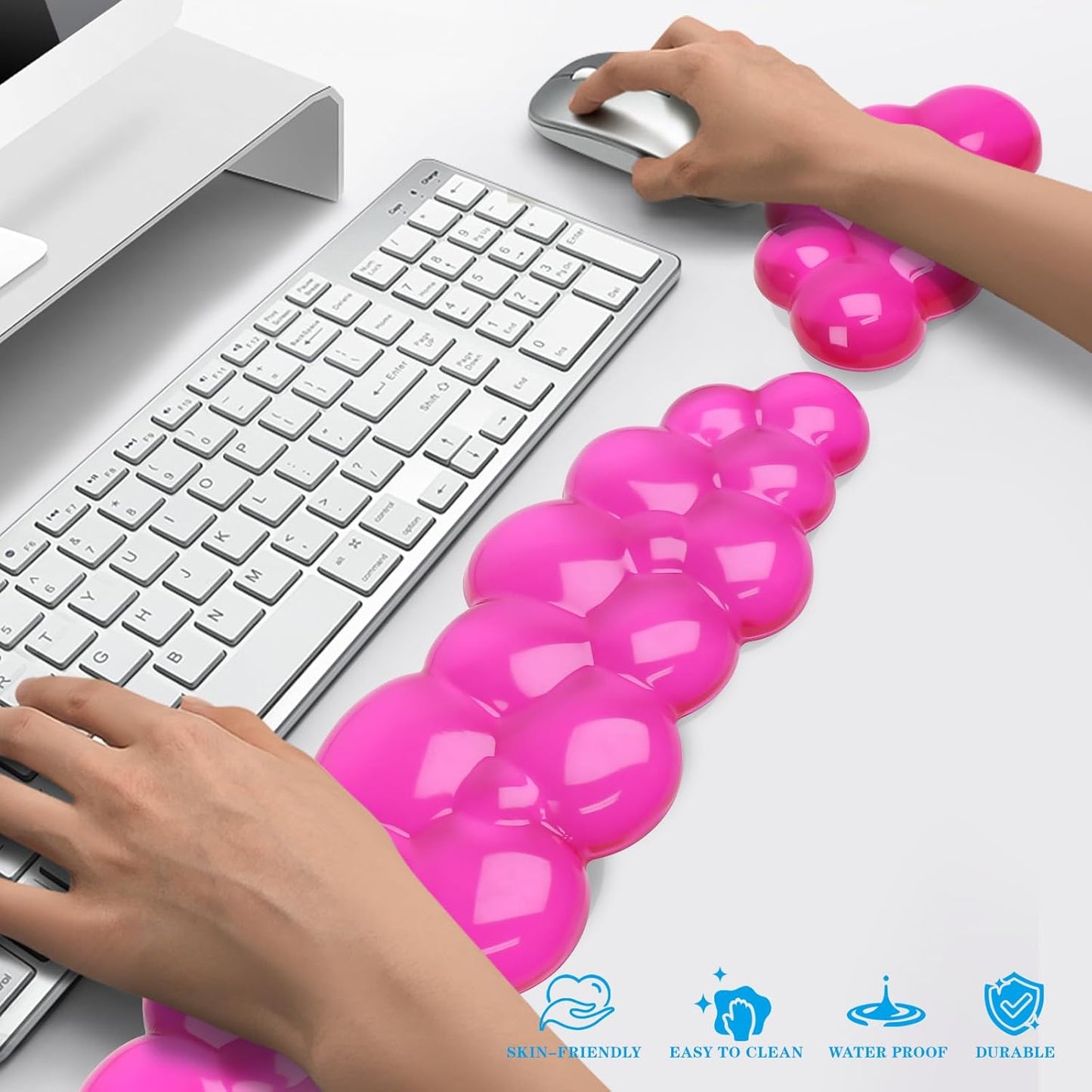 Gel Cloud Keyboard and Mouse Wrist Rest, Cute Wrist Support and Arm Support Keyboard Rest for Keyboard and Mouse Typing Pain Relief,Suitable for Office/Computer/Laptop/Gaming (Transparent Red)