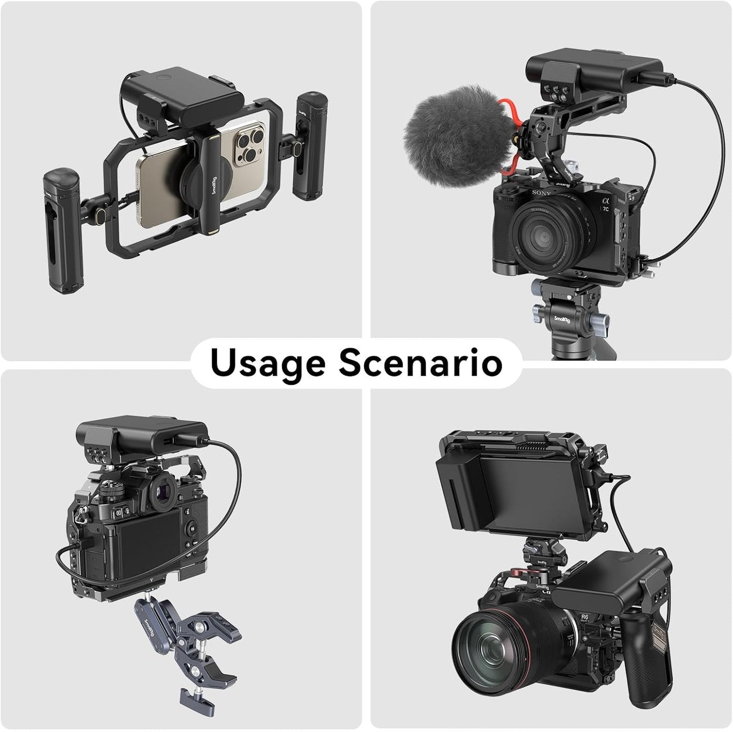 SmallRig Aluminum Power Bank Holder, Powerbank Mount Clamp Compatible with Width Range: 53 mm–84 mm (2.1–3.3 inches) and Thickness Range: 0 mm–18 mm (0–0.7 inch) Power Banks - BUB2336