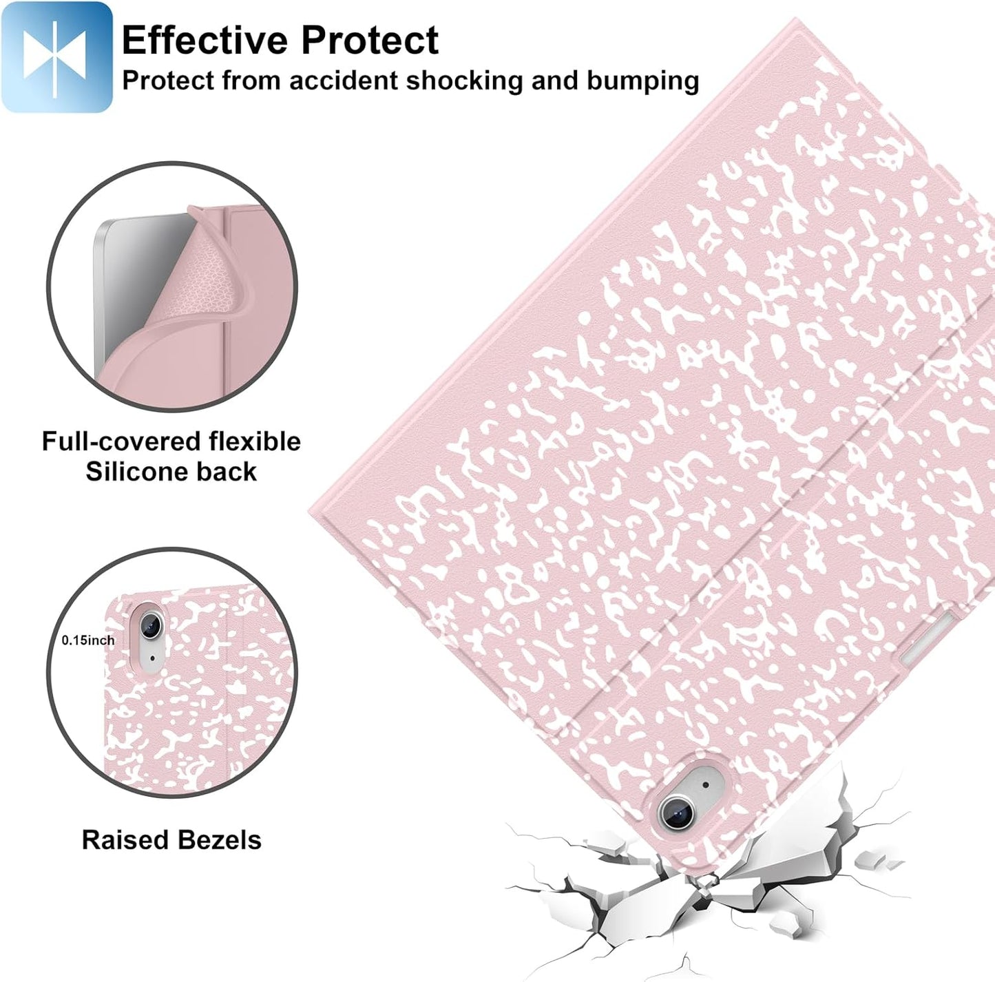 Supveco Keyboard Case for iPad Air 11 Inch (M3 2025,M2 2024),iPad Air 5th/4th Generation with Pencil Holder-7 Colors Backlit Wireless Detachable Folio Keyboard Cover with Soft TPU Back-Pink