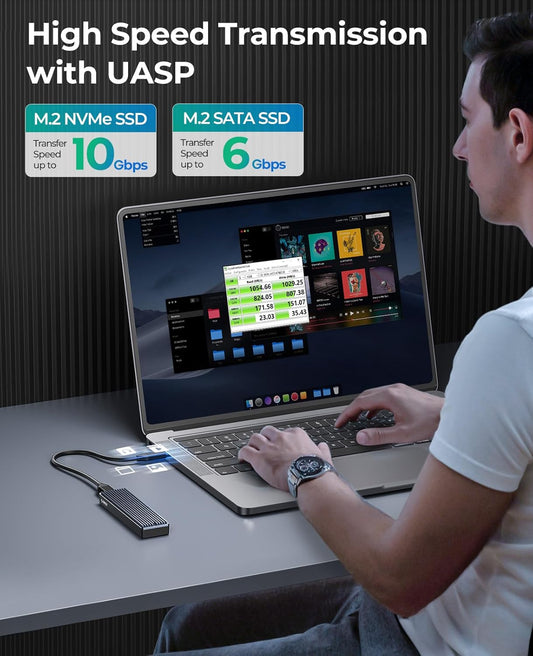 ORICO M.2 NVMe/SATA SSD Enclosure - USB 3.1 Gen 2 (10 Gbps) Support UASP for M.2 NVMe/SSD Size 2230/2242/2260/2280