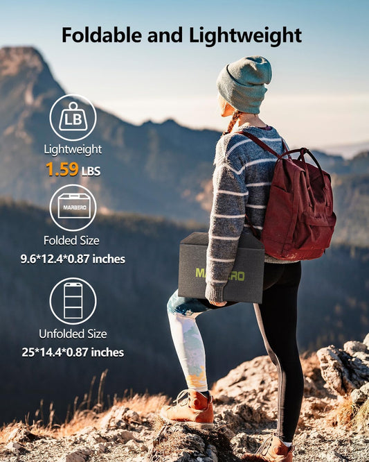 MARBERO 30W Solar Charger >23% High Efficiency Foldable Portable Solar Panel for Power Station Phones Tablets 2 USB Ports & DC Fast Charging IP65 Waterproof for Camping Outdoor Backpacking Cloudy