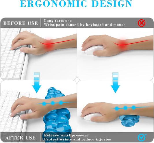 Gel Cloud Keyboard and Mouse Wrist Rest, Cute Wrist Support and Arm Support Keyboard Rest for Keyboard and Mouse Typing Pain Relief,Suitable for Office/Computer/Laptop/Gaming (Blue)