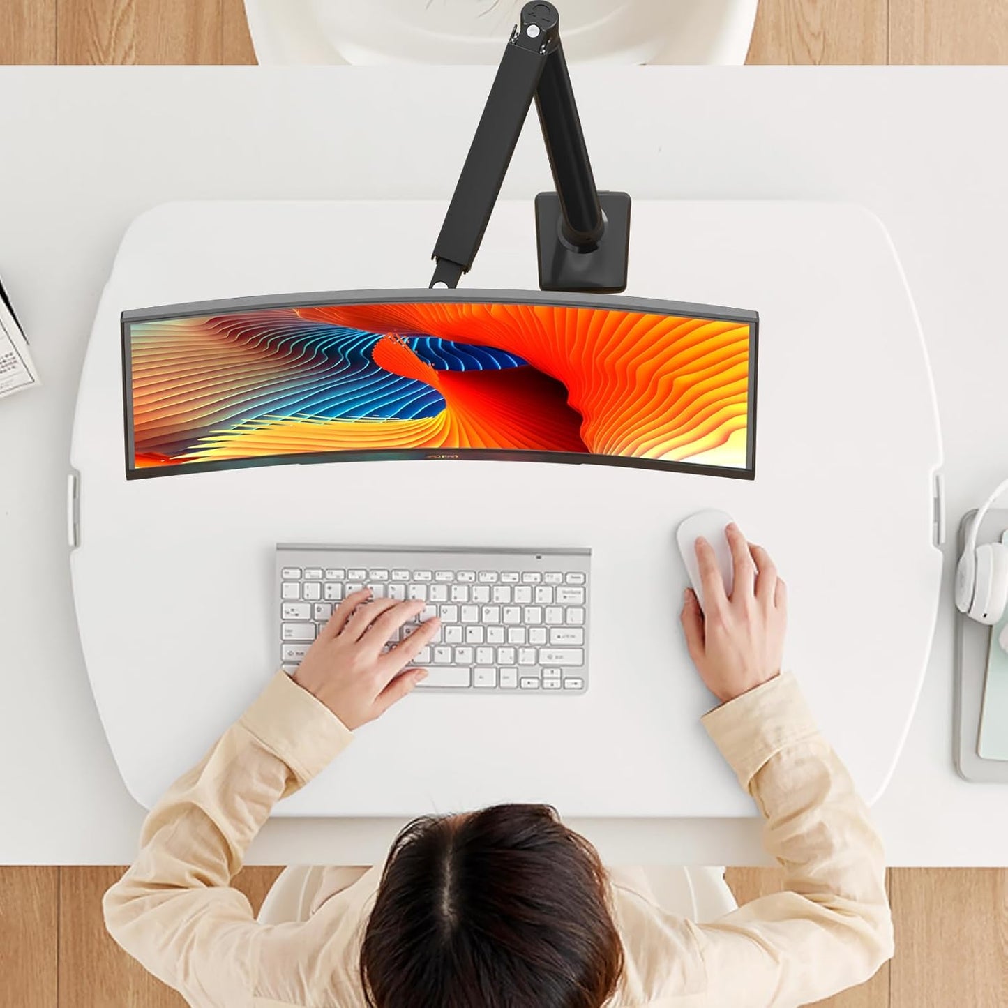 PHOLITEN Single Monitor Mount Fits 13-32 inch,4.4-19.8lbs, Fully Adjustable Gas Spring Monitor Arm with VESA 75 * 75mm/100 * 100mm Mount