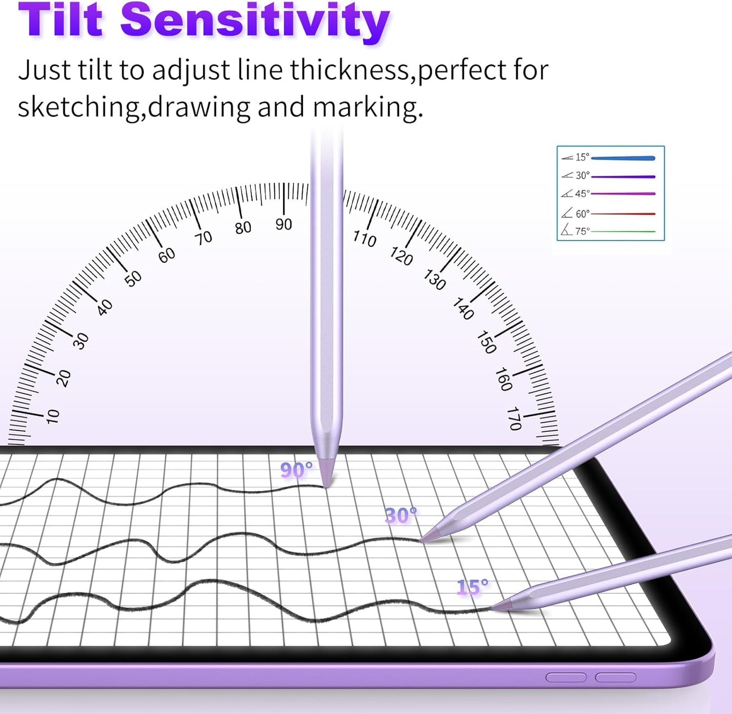Stylus Pen for iOS&Android Touch Screens, Active Pencil for Samsung, Smart Digital Stylus Pens for Lenovo/Huawei/Vivo/Mi and Other Tablets, iPhone/Google Pixel Smart Phones Drawing&Writing (Purple)