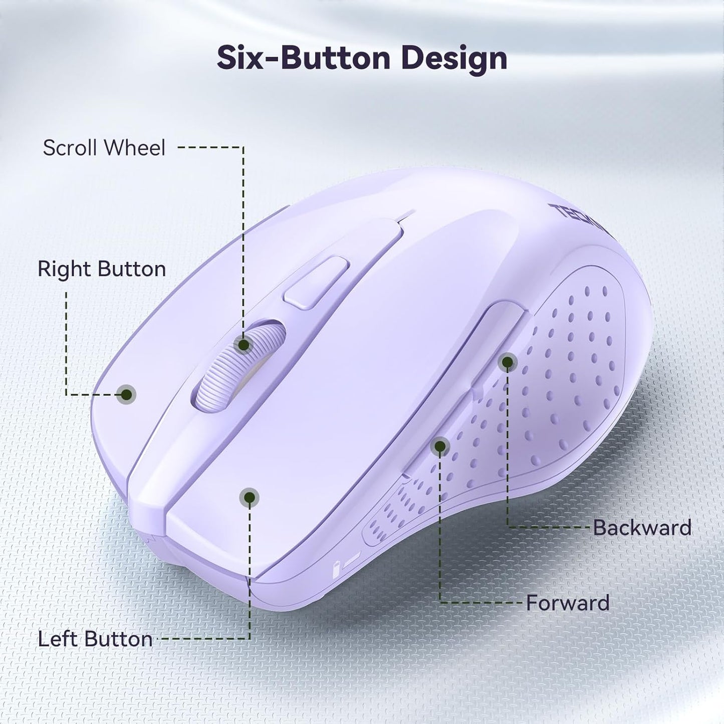 TECKNET Wireless Mouse, 2.4G Ergonomic Optical Mouse, Computer Mouse for Laptop, PC, Computer, Chromebook, Notebook, 6 Buttons, 24 Months Battery Life, 4000 DPI, 6 Adjustment Levels