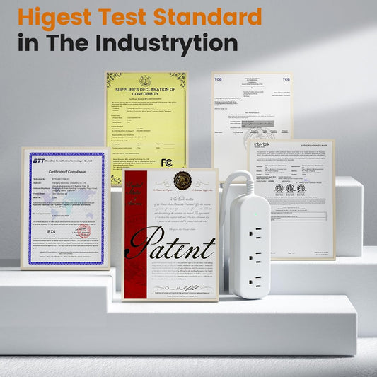 3ft Extension Cord, 3 Outlets Small Power Strip, Mountable Power Strip Weatherproof, for Home, Outdoor, Travel.