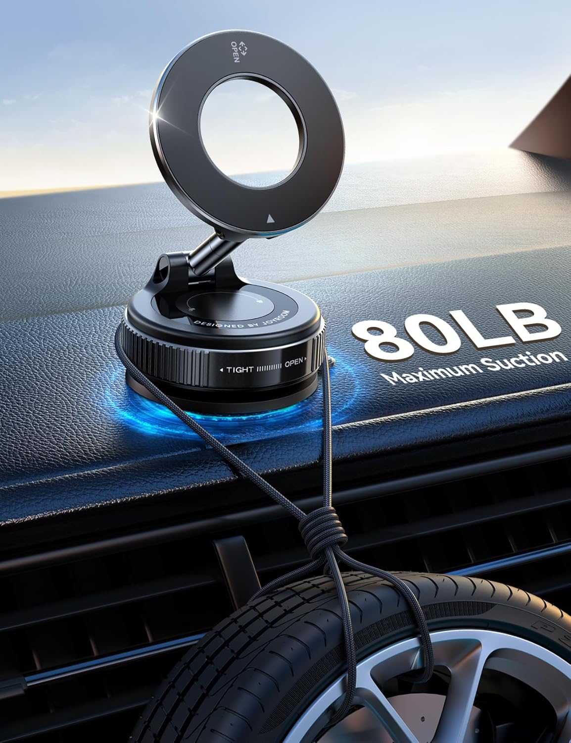 JOYROOM Vacuum Magnetic Phone Holder for Car, Strongest Suction Cup Phone Mount, 360° Adjustable Magsafe Car Mount, Foldable Car Phone Holder for iPhone 16 Pro Max 15 14 13 12 Plus/Android