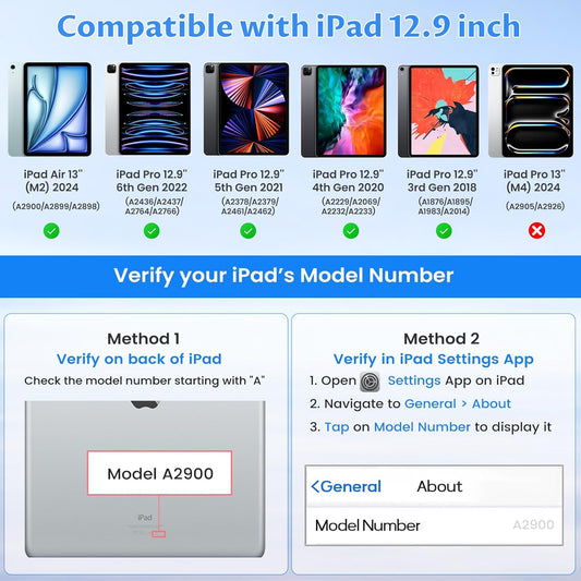 OYEEICE Keyboard Case for iPad Pro 12.9 inch 6th Gen 2022, 5th 2021, 4th 2020, Rotating Detachable Clear Cover with 7 Colorful Backlit Keyboard Wireless, Pencil Holder, Auto Wake/Sleep - Black