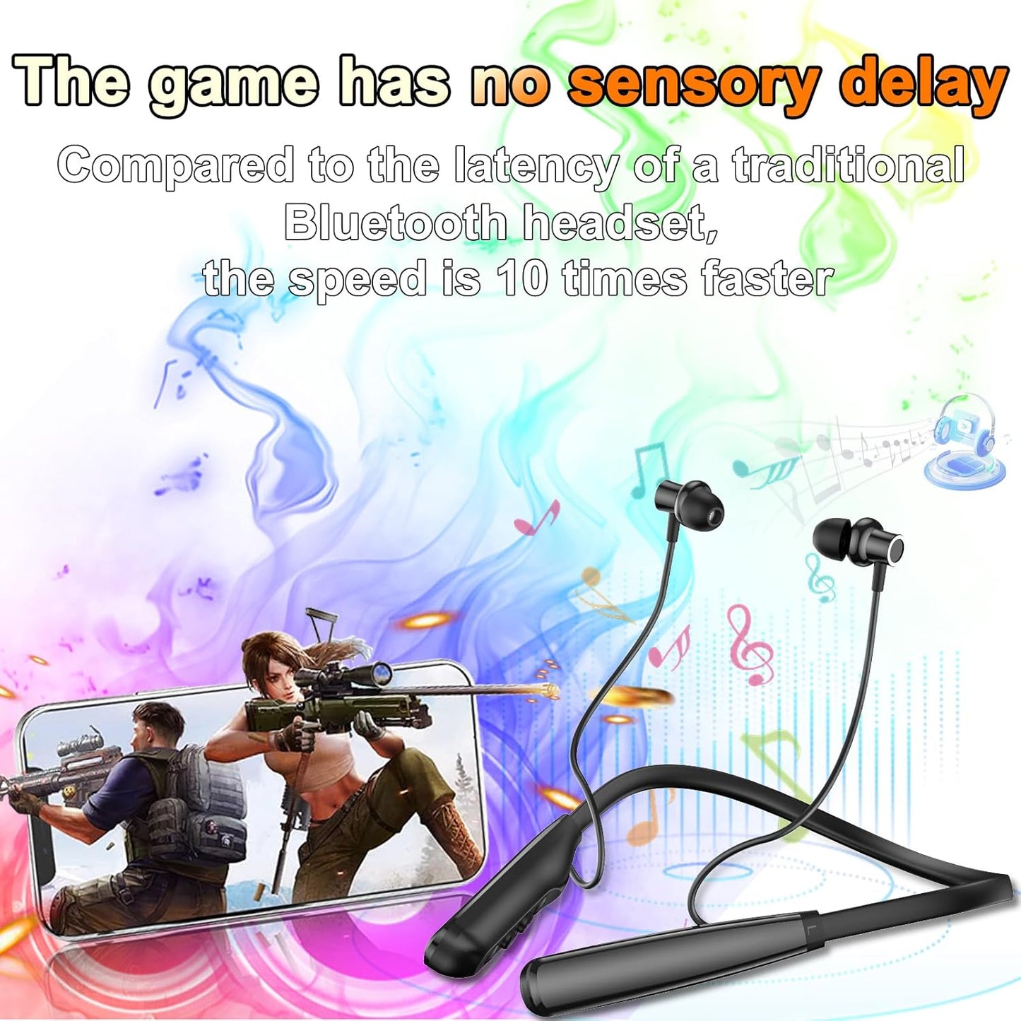 Neckband Bluetooth Headphones, 6.0 Bluetooth 100 Hours Playtime,IPX7 Sports Waterproof Earbuds with Microphone Noise Cancelling with HiFi Speakers Multiple Switchable Sound Modes
