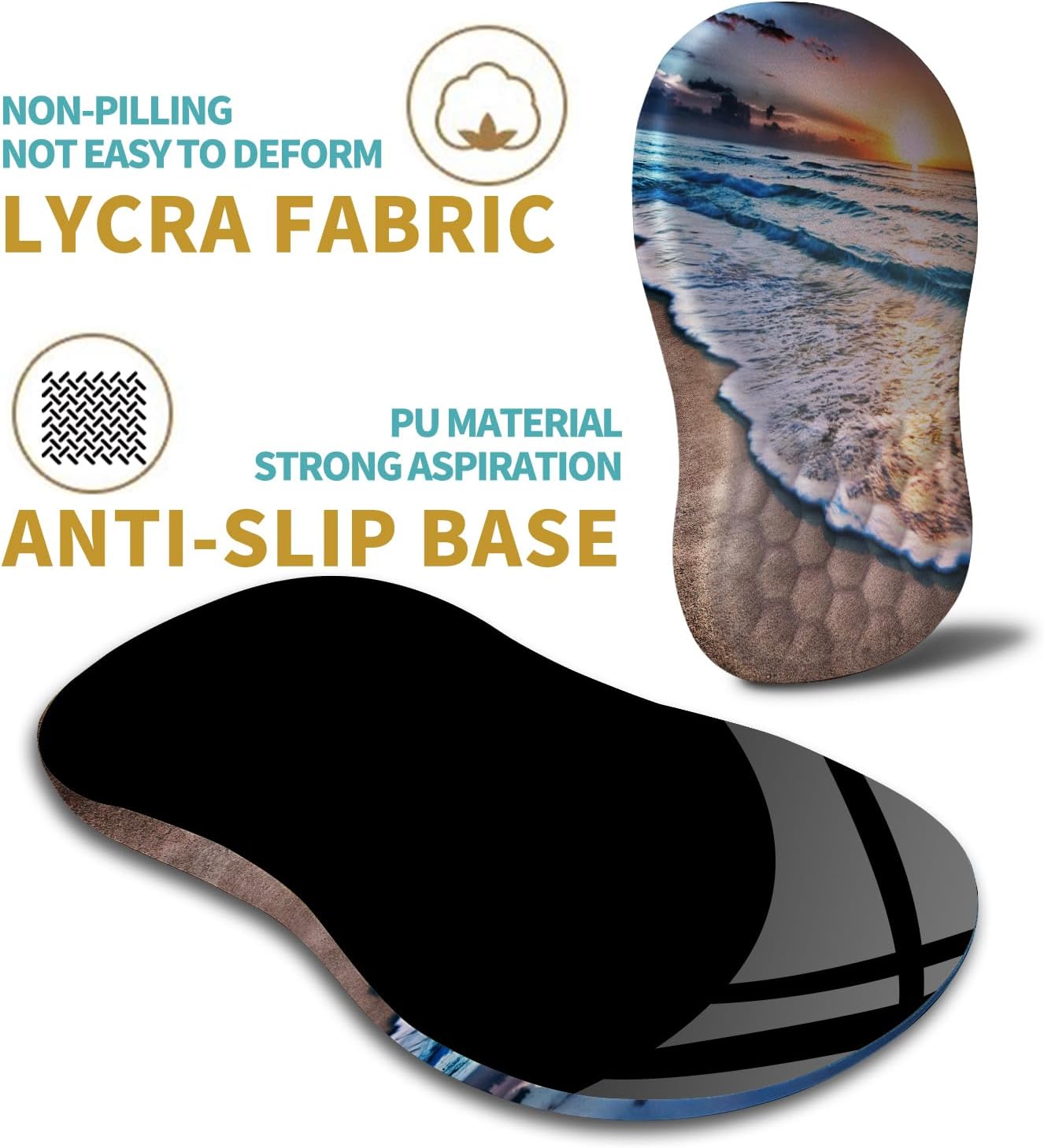 Hokafenle Ergonomic Mouse Pad Wrist Support with Massage Design, Wrist Rest Pain Relief Mousepad with Memory Foam&Non-Slip PU Base, Mouse Pads for Wireless Mouse & Desk (12x8 inch,Sunrise Beach)