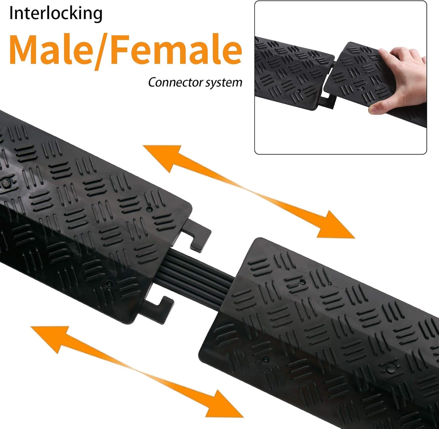 Small 2 Pack - Floor Cord Cover Cord Protector Drop Over Drop Trak Cable Ramp for Office Warehouse - Black