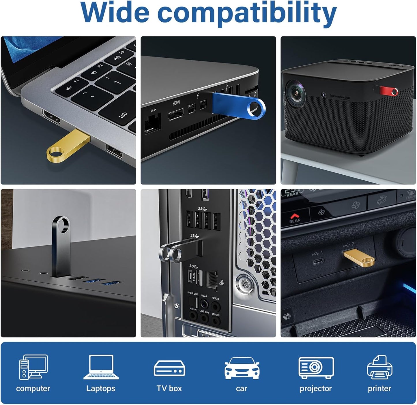 Customizable Flash Drives 2GB, Wooolken Personalized USB 2.0 Thumb Drives 10/20/50/100 Pack, Logo Pendrive Custom Memory Stick USB Engraved Logo (Metal)