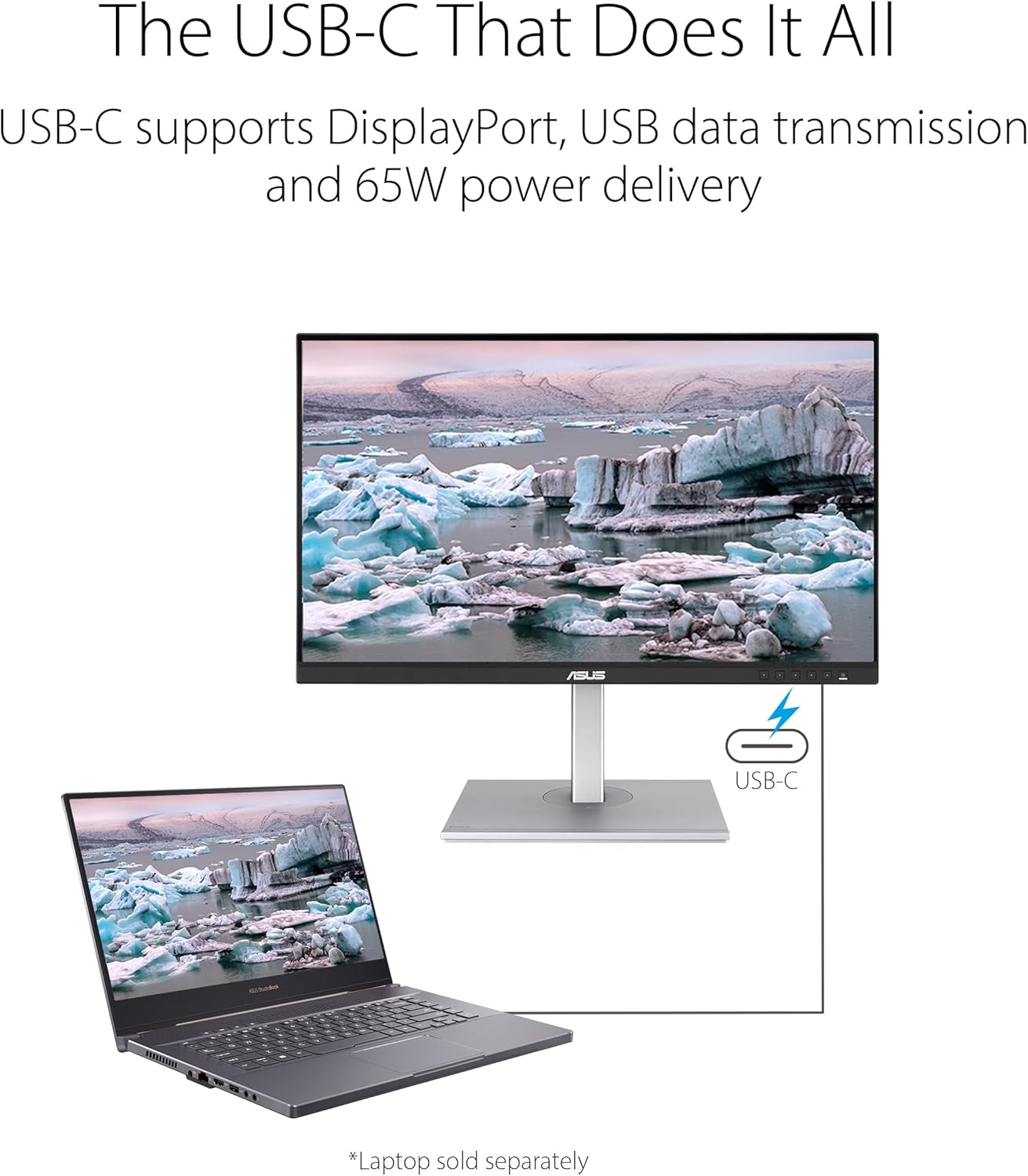 ASUS ProArt Display 27" Monitor PA278CV - WQHD (2560 x 1440), IPS, 100% sRGB, 100% Rec. 709, ΔE < 2, Calman Verified, USB Hub, USB-C, DisplayPort Daisy-chaining, HDMI, Eye Care, Height Adjustable
