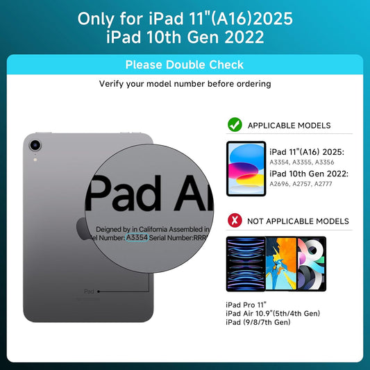 Transparent Case with Keyboard for iPad 11th Gen 11-in.(A16, 2025) & 2022 iPad 10th Gen 10.9-in,7-Color Backlit,Wireless Keyboard, 360°Rotating,with trackpad,Pencil Holder,with Shortcuts,Blue