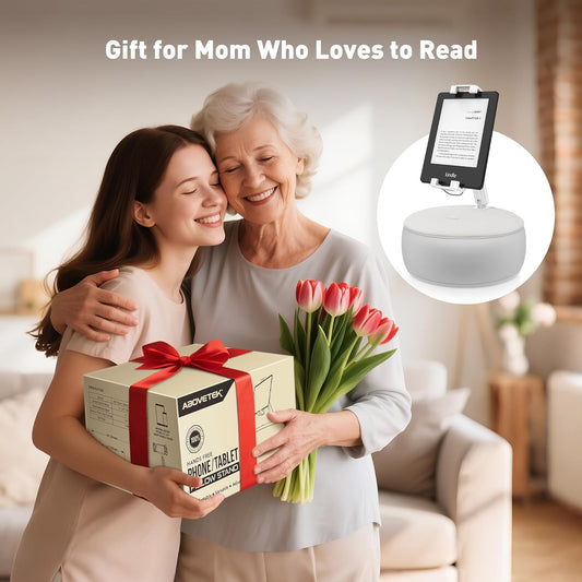 AboveTEK Tablet Pillow Stand Holder for Bed – Ideal Gift for Mom, Hands-Free 360° Swivel iPad/Kindle Pillow Stand for Wife, Grandma – Soft Bean Bag Lap Tablet Holder for 4.7"-12.9" Devices (Grey)