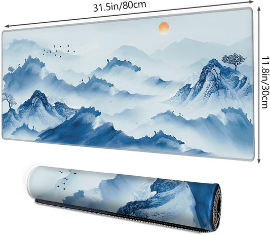 Galdas Gaming Mouse Pad XXL XL Large Long Extended Big Mousepad Non-Slip Rubber Keyboard Mouse Pad with Stitched Edges for Laptop Home Office (31.5x11.8x0.08 Inch)-Landscape