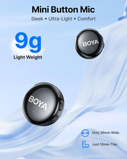 BOYA BOYALINK 3 Wireless Lavalier Microphone for iPhone/Android/Camera/PC/Tablets,AI Noise Cancellation, 48kHz/24Bit Studio Sound,APP Control, 984ft 6h Battery for Vlogging Interview(No Charging Case)