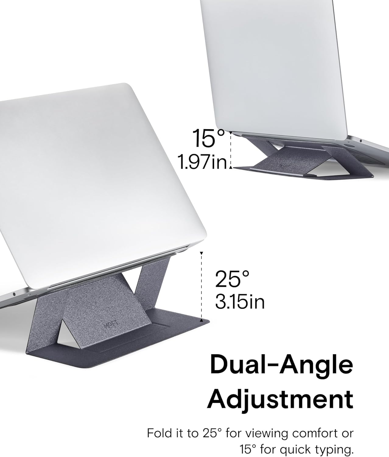MOFT Laptop Stand for Desk, Adhesive Laptop Stand with 2 Adjustable Viewing Angles, Foldable and Portable Computer Stand Compatible with MacBook Air, MacBook Pro 11"-16", Starry Grey