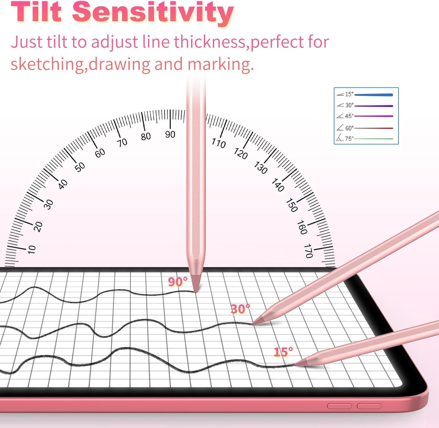 Stylus Pen for iOS&Android Touch Screens, Active Pencil for Samsung, Smart Digital Stylus Pens for Lenovo/Huawei/Vivo/Mi Tablets, iPhone/Google Pixel Smart Phones Drawing&Writing (Rose Gold)