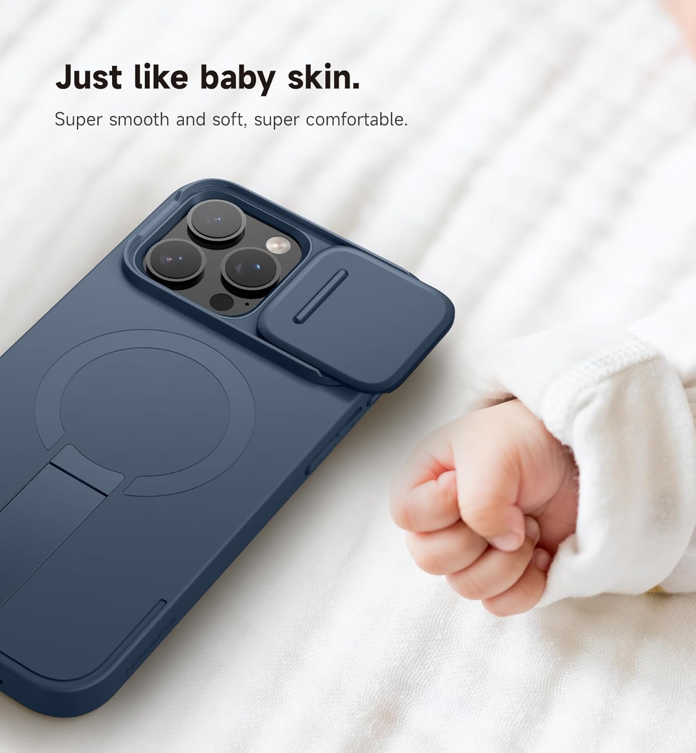 SURITCH for iPhone 16 Pro Max Case with Magnetic Camera Slide Cover and Adjustable Kickstand, Compatible with MagSafe, Shockproof Bumper Case Slim Protective Cover 6.9 Inch, Blue