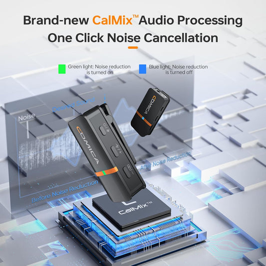 COMICA Vimo Q 4 Channel Wireless Lavalier Microphone System with Noise Cancellation, 4 Audio Tracks Output, 656ft Range, Wireless Mic for iPhone, DSLR Camera, Android, Video Recording Livestream