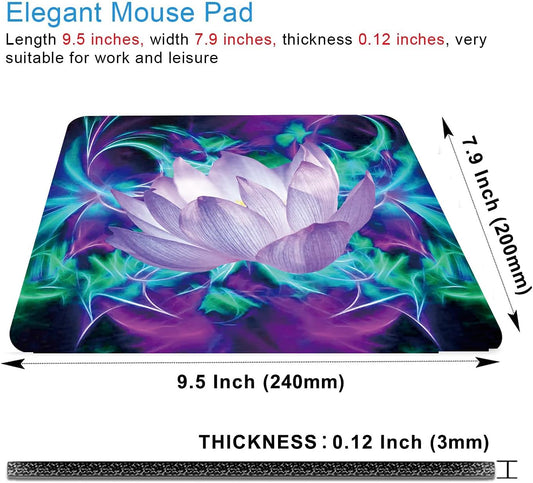 Lotus Mouse Pad Non-Slip Rubber Base Gaming MousePads for Computers Laptop Office,Cute Mouse Pads with Designs for Women,9.5"x7.9"x0.12" Inch(240mm x 200mm x 3mm)