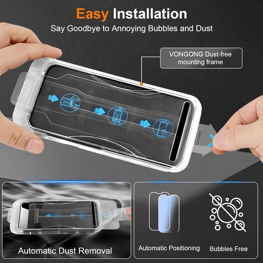 2 Pack Screen Protector for iPhone 16 Pro,Durable and Drop-Proof with 9H Hardness,Bubble-and-Dust-Free 16 Pro HD High-Aluminum Tempered Glass,Easy Installation Exclusively,