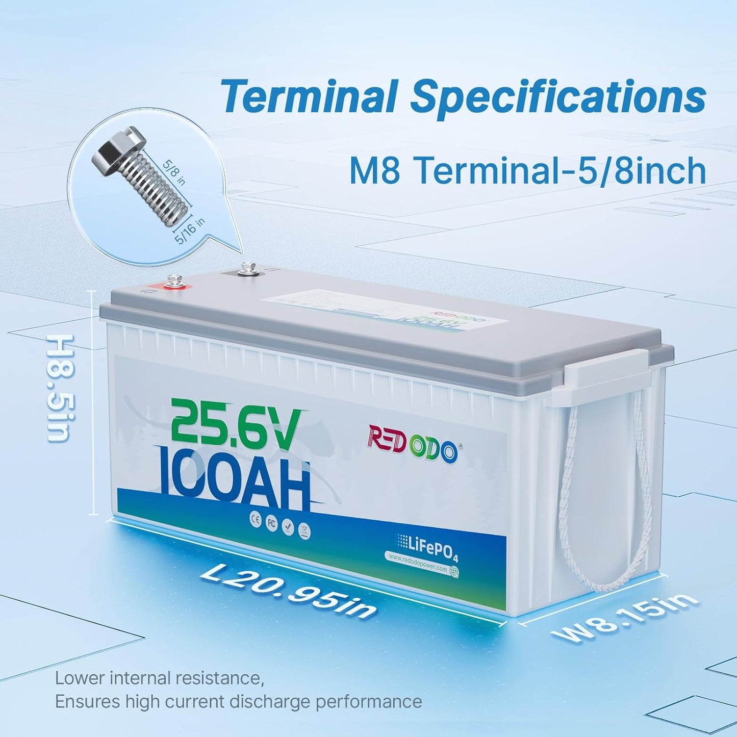 Redodo 24V 100Ah LiFePO4 Lithium Battery, 2560W Power, 100A BMS, Up to 15000 Deep Cycles Perfect for Solar Off-Grid System, Marine, Trolling Motor, Backup Power, 2 Pack