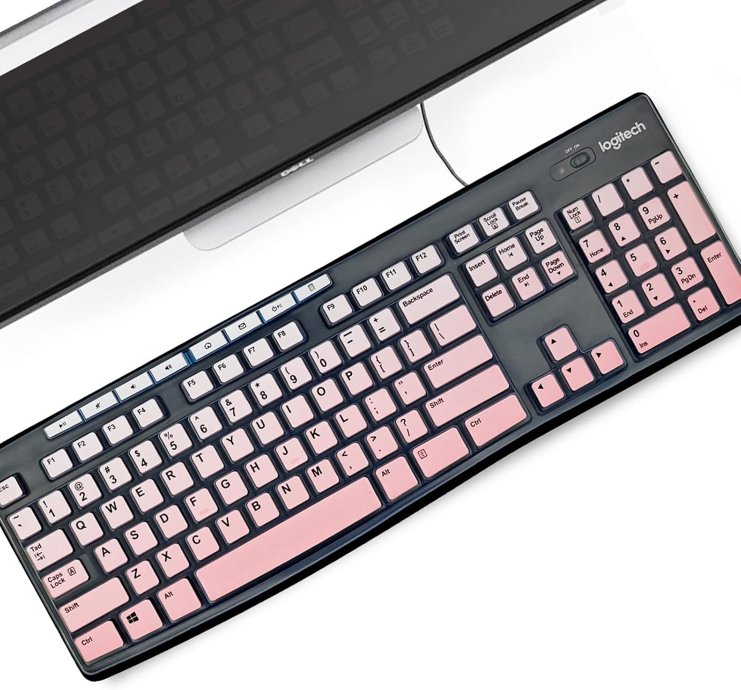 Keyboard Cover Silicone for Logitech K200 K260 K270, Keyboard Cover for Logitech K200 K260 K270 Ergonomic Wireless Keyboards, MK200 MK260 Keyboard Skin Waterproof Dustproof (Gradient Pink)