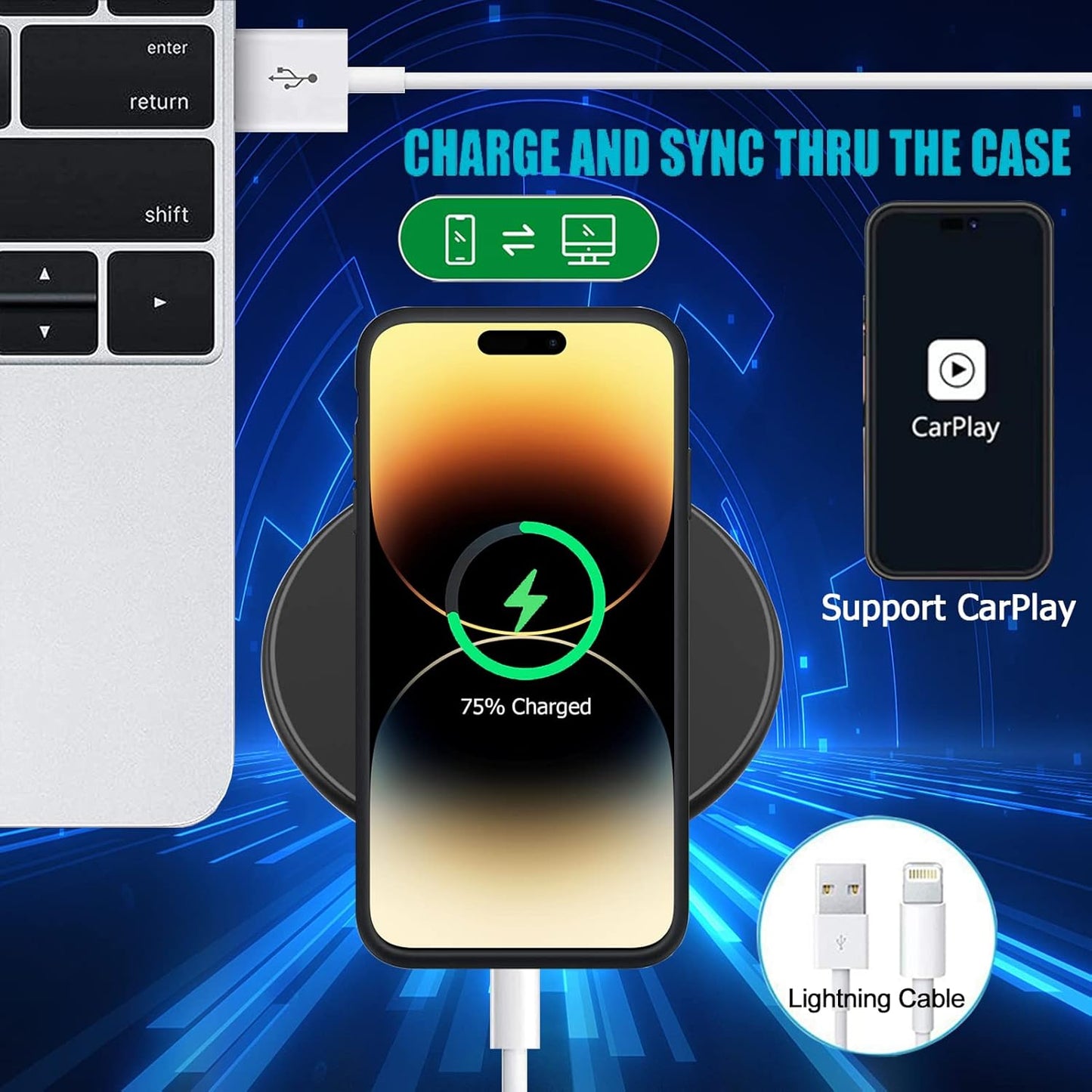 Battery Case for iPhone 14 Pro Max, Upgraded 10800mAh Rechargeable Portable Extended Battery Pack Supported Qi Wireless Charging Case Compatible with iPhone 14 Pro Max (6.7 inch) Charger Case (Black)