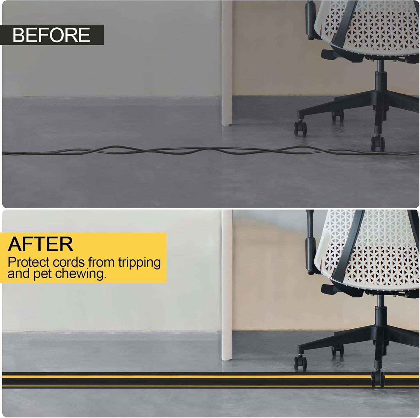 MYFAMIREA 10FT Floor Cord Cover Heavy Duty Cable Cover Protector with 3 Channels Extension PVC Floor Wire Cover Outdoor Cord Hider Management Cord Cover for Wire on Floor for Home Office Outdoor