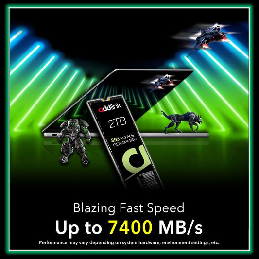 Addlink S93 2TB PCIe 4.0 M.2 Gen 4 Memory Expansion SSD, Up to 7400 MB/s, Internal Solid State Drive with HMB Technology for Laptop, Gaming and Creators