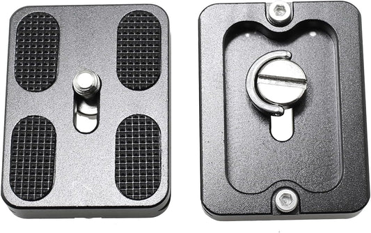 Maxmoral 2PCS 38x50mm Black Universal Metal Quick Release Plate with 1/4 Inch Screws Aluminium Adapter Compatible with Camera Tripod Ball Joint Standard