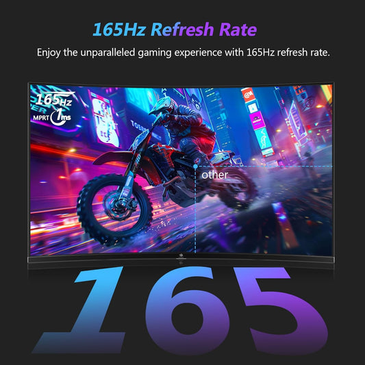 Z-Edge 27 inch Curved Gaming Monitor, QHD 1440P 165Hz 144Hz Curved 1500R Computer Monitor, MPRT 1ms Monitor Gaming, 16.7M Colors, UG27Q Frameless Bezel, 2X DP 1.4 Ports and 2X HDMI 2.0 Ports