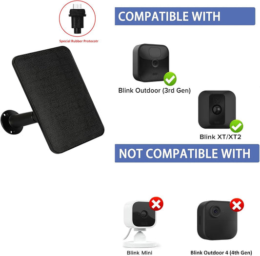 6W Solar Panel Charger for Blink Outdoor/Outdoor(3rd Gen)/XT XT2 Camera Solar Panel with 13.1ft Waterproof Charging Cable, Waterproof Rubber Plug, 360°Adjustable (for Blink 3-4PC)